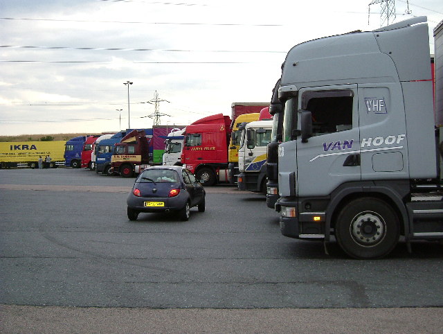 truckstop, vrachtwagens, parkeerplaats