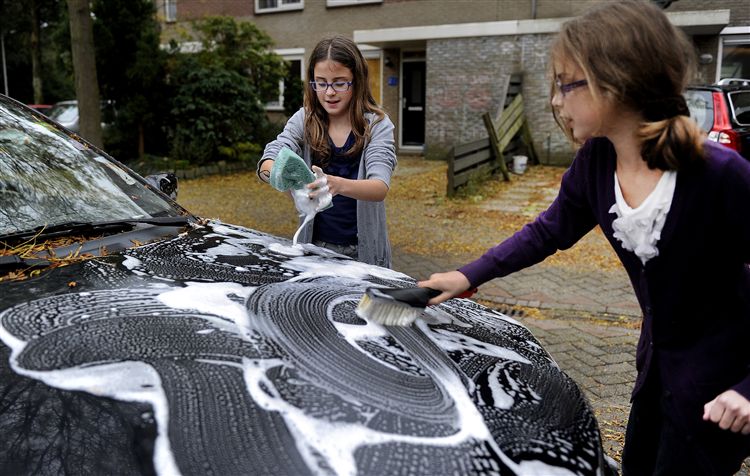 auto wassen, straat