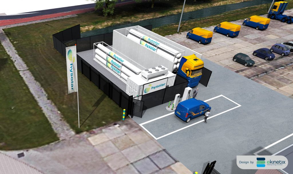 Hysolar waterstoftankstation Nieuwegein impressie