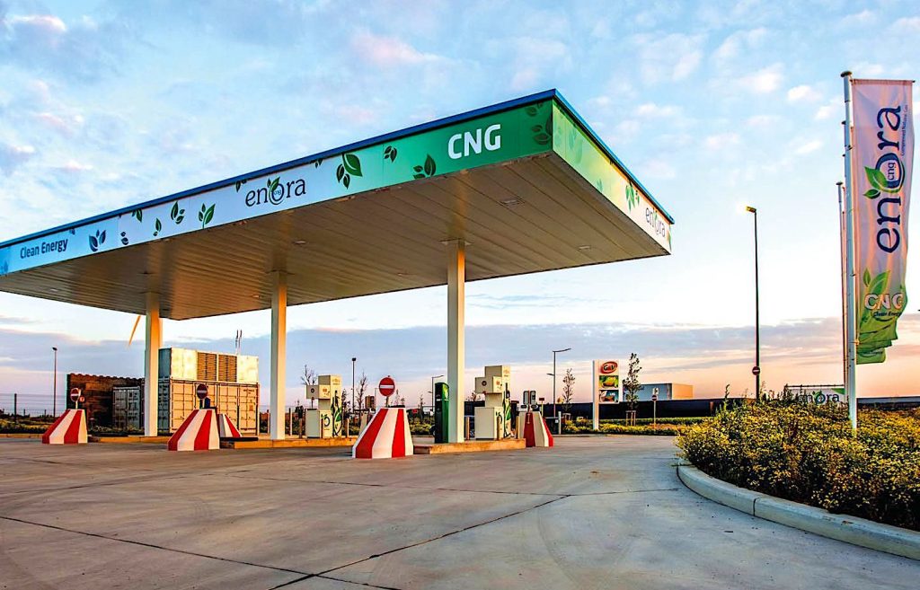 Zo laat tankstationformule G&V in België zien dat er CNG wordt aangeboden